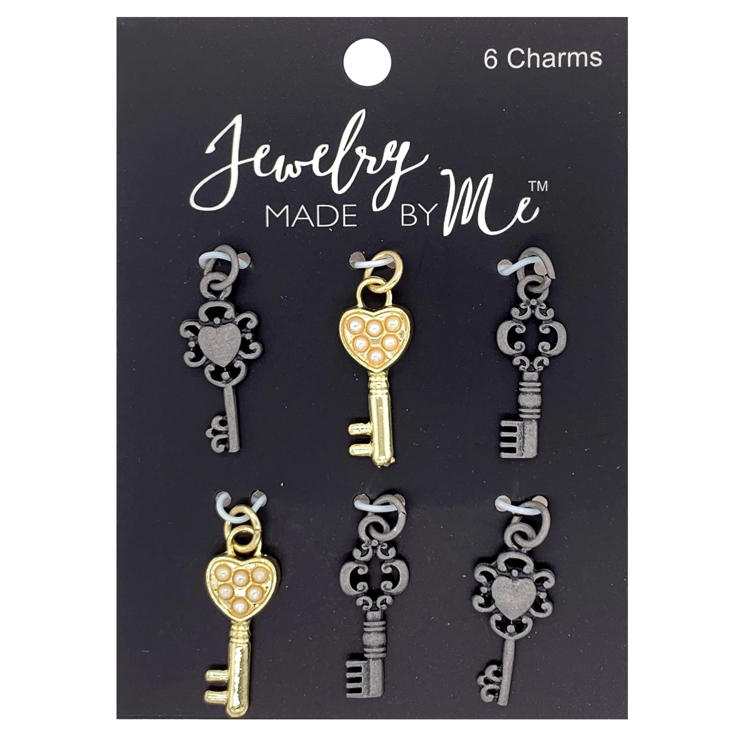 Gold and Antique Silver Vintage Miniature Keys 6pc Charm Set