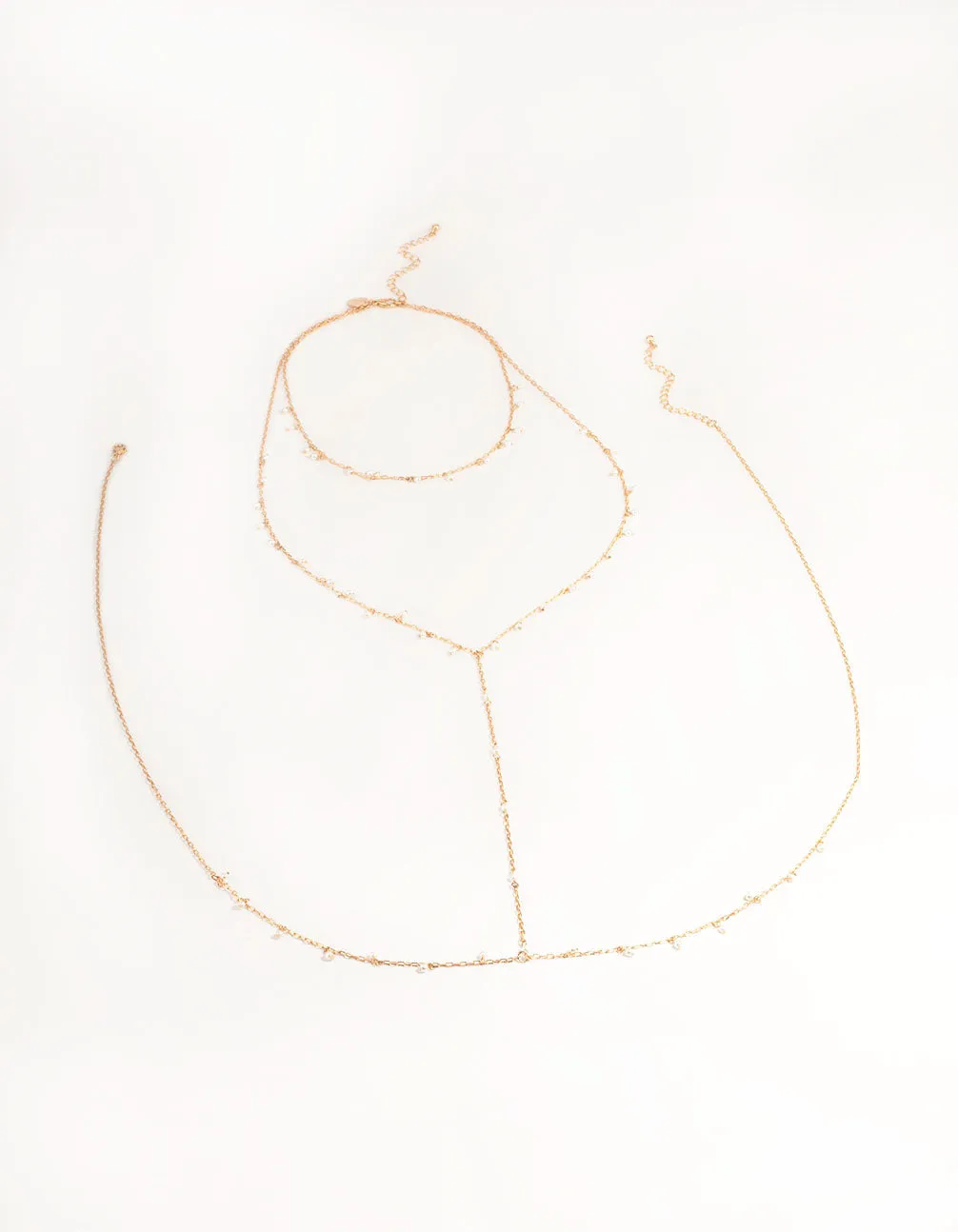 Gold Dainty Pearl Body Chain