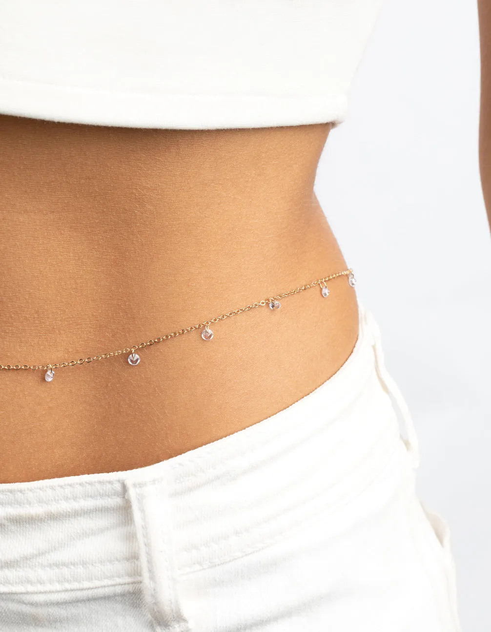 Gold Drop Diamante Waist Chain