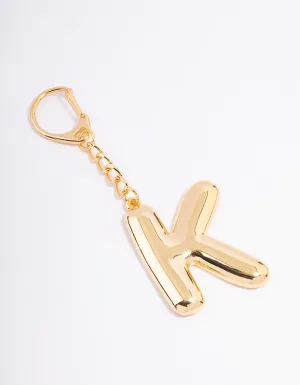 Gold Plated Letter 'K' Initial Key Ring