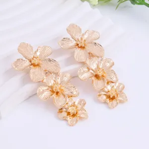 Golden Plated Flower Tassel Earrings