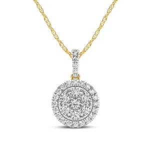 Halo Necklace with 1/2ct of Diamonds in 9ct Yellow Gold