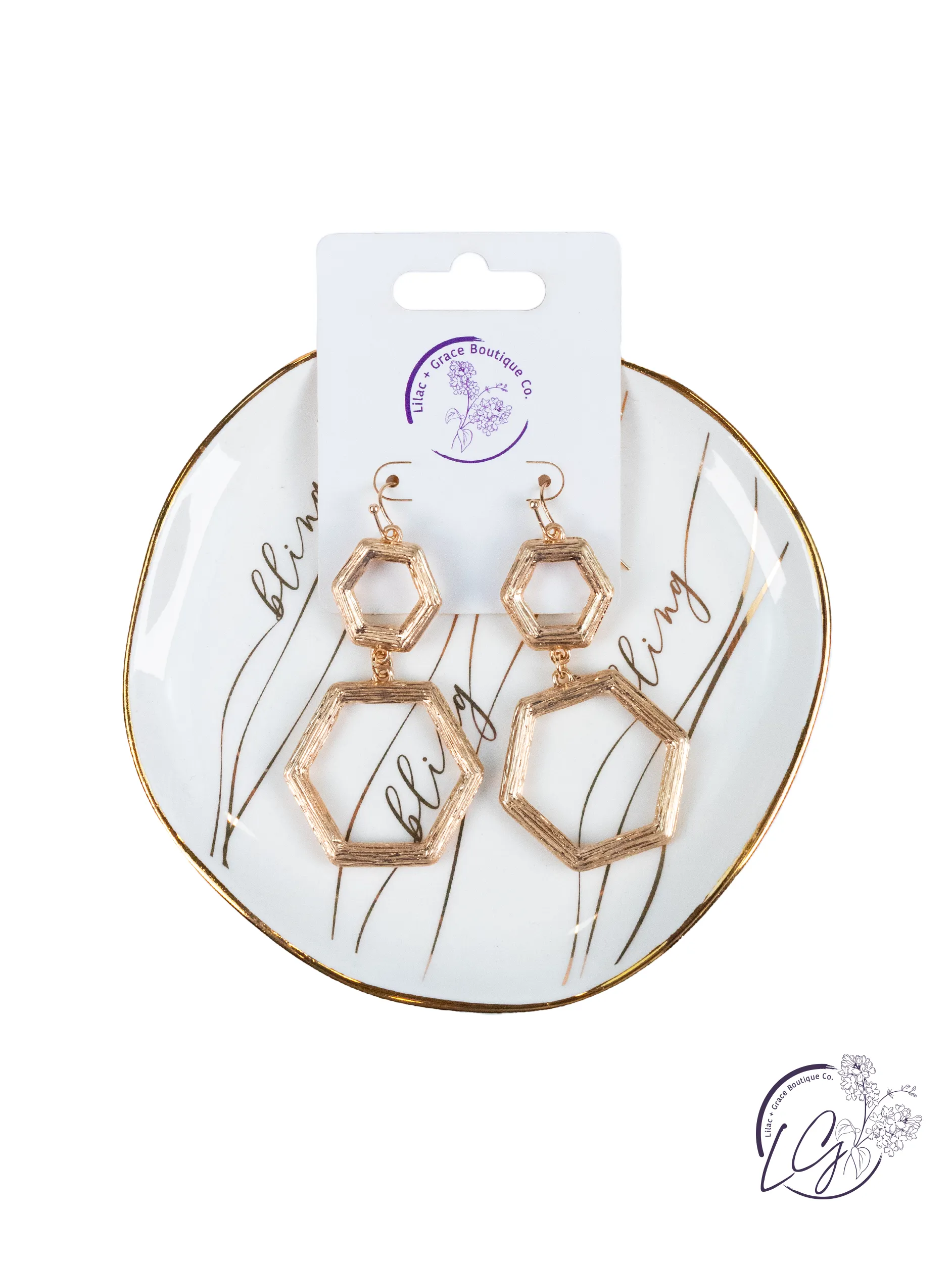 Hexagon Dangle Earrings