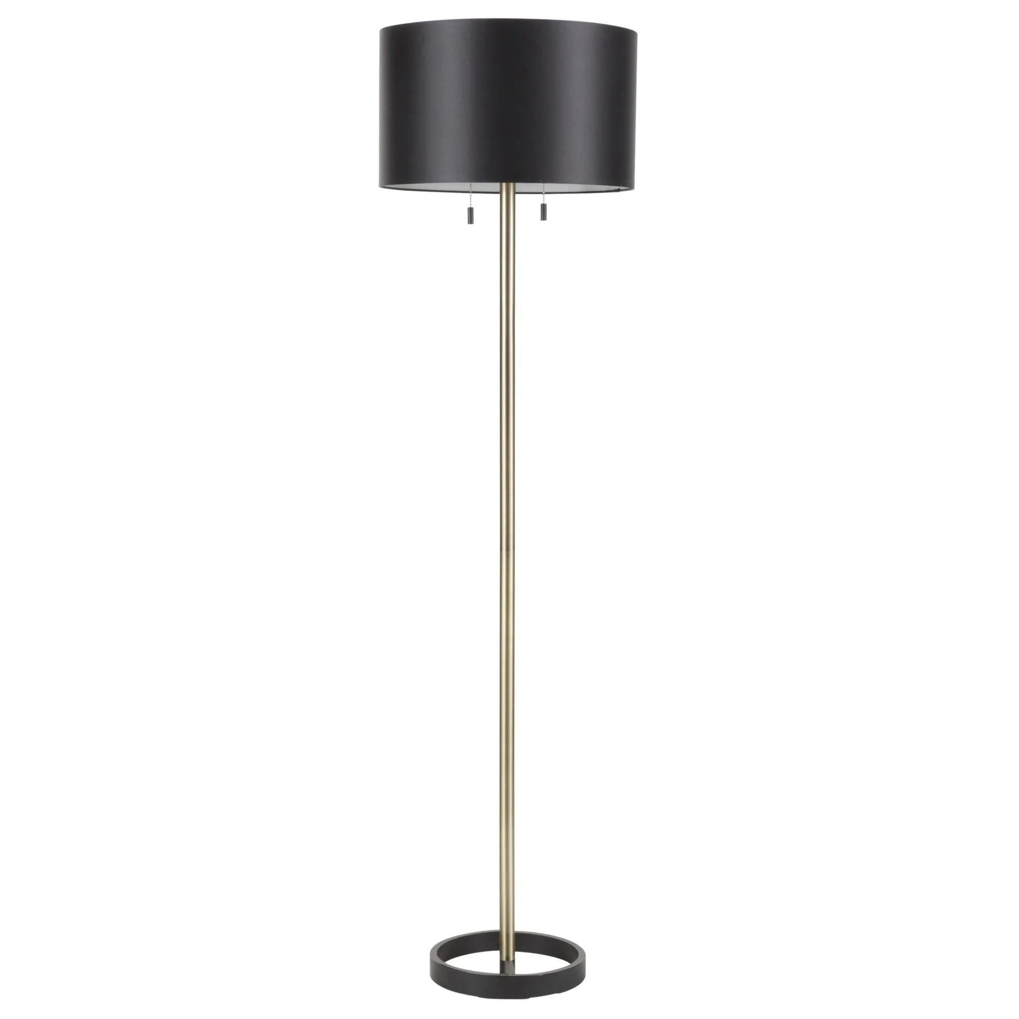 Hilton Contemporary Floor Lamp in Black with Gold Accents by LumiSource