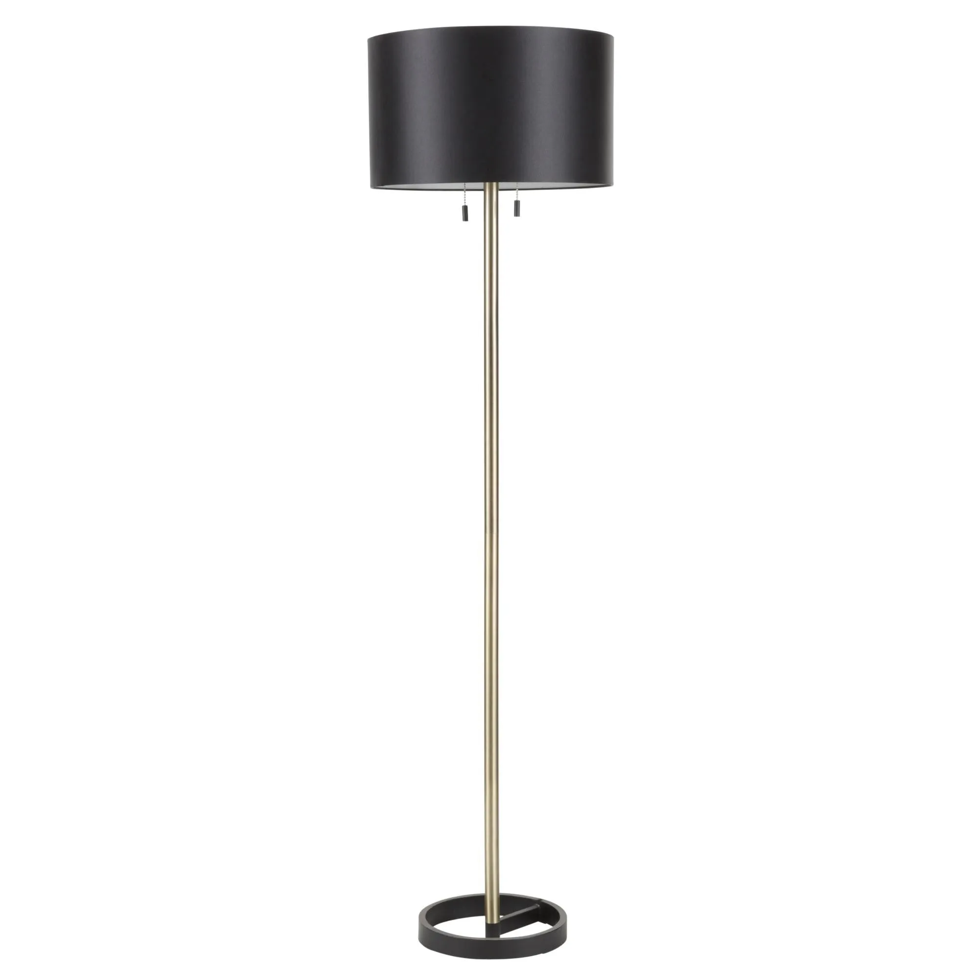 Hilton Contemporary Floor Lamp in Black with Gold Accents by LumiSource