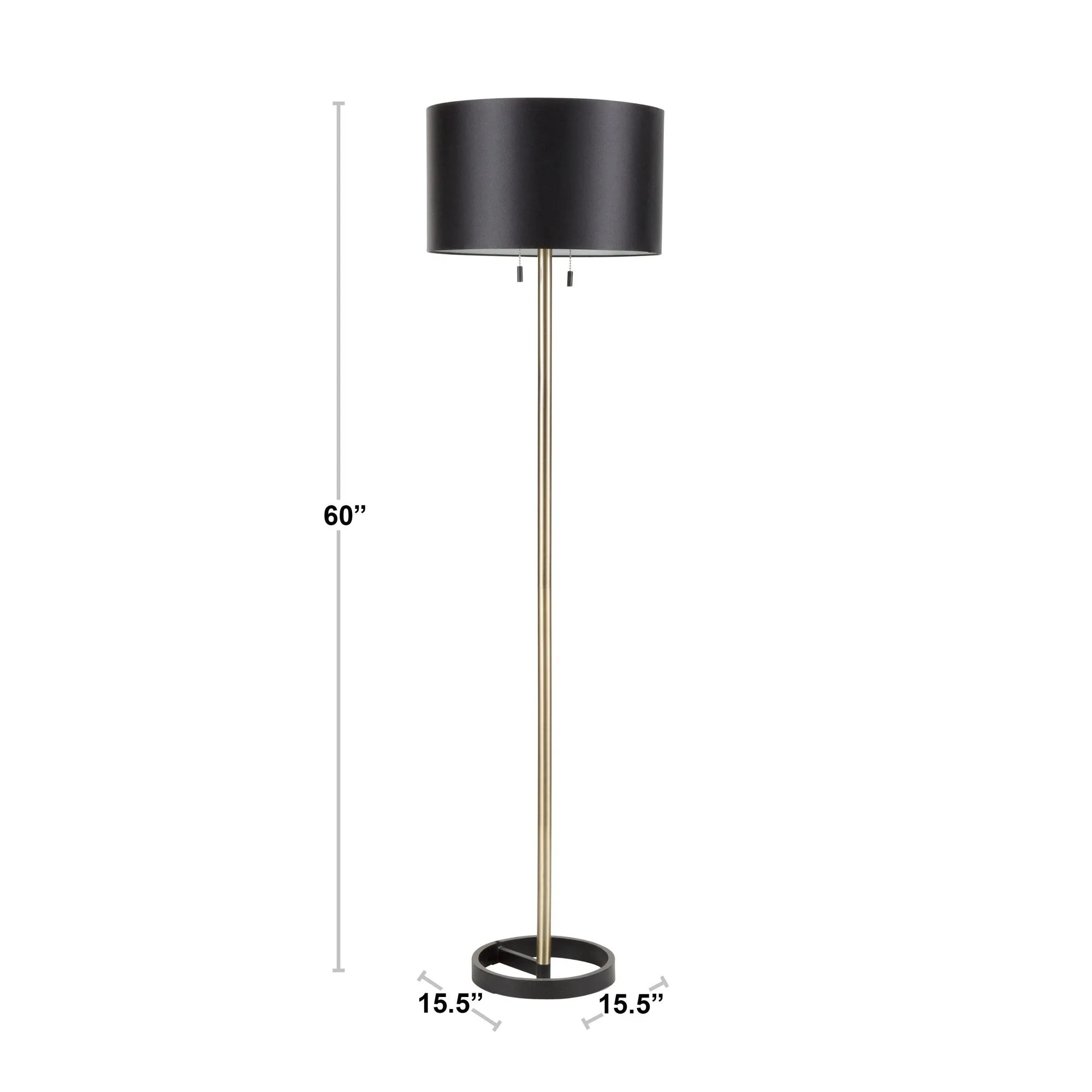 Hilton Contemporary Floor Lamp in Black with Gold Accents by LumiSource