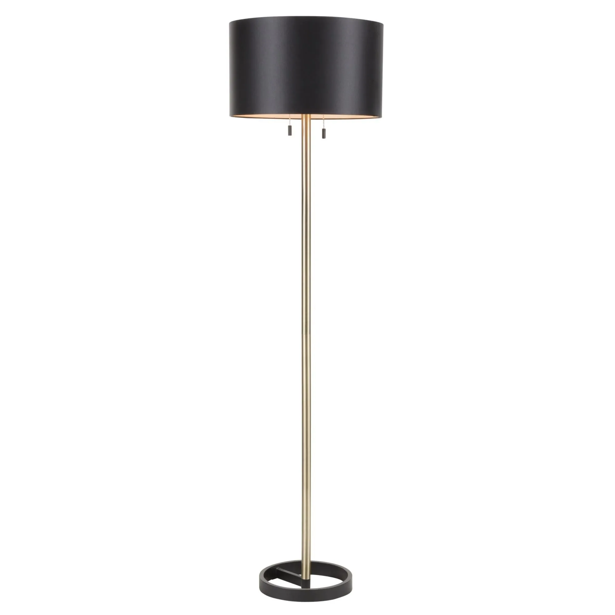 Hilton Contemporary Floor Lamp in Black with Gold Accents by LumiSource