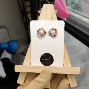 Jewelestia Rose Gold Pearl Stud Earrings