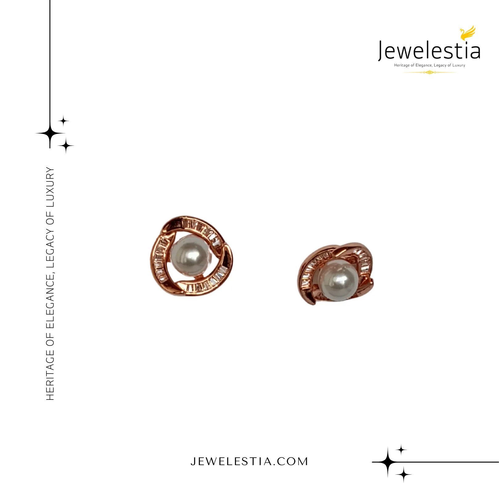 Jewelestia Rose Gold Pearl Stud Earrings