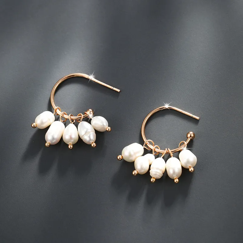 Jewelry Baroque Imitation Pearl Earrings Women's Light Luxury High-Quality Retro Temperament Earrings Tassel Beads Earrings