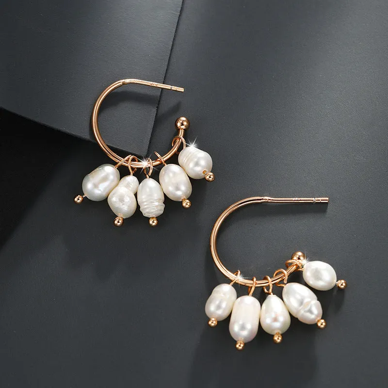 Jewelry Baroque Imitation Pearl Earrings Women's Light Luxury High-Quality Retro Temperament Earrings Tassel Beads Earrings