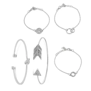 Joker & Witch Nomadic Set of 5 Silver Bracelets for Women