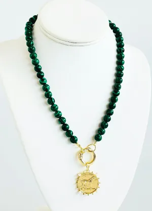 Majestic Equestrian Pendant Necklace- Emerald