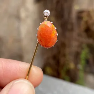 Marcus & Co Fire Opal & Diamond Pin