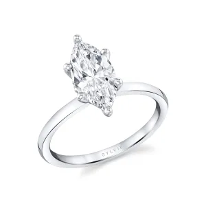 Marquise Cut Solitaire Engagement Ring - Dominique 18k Gold White