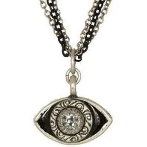 Michal Golan Crystal and Black Evil Eye Pendant Necklace