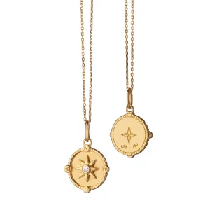 MINI "ADVENTURE" COMPASS 18K GOLD CHARM WITH DIAMOND