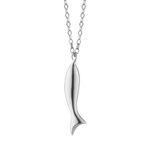 Monica Rich Kosann 2 1/4" Sterling Silver Perseverance Fish Charm Necklace