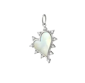 Monica Rich Kosann Sterling Silver 15/16" Midi Mother of Pearl Heart Charm