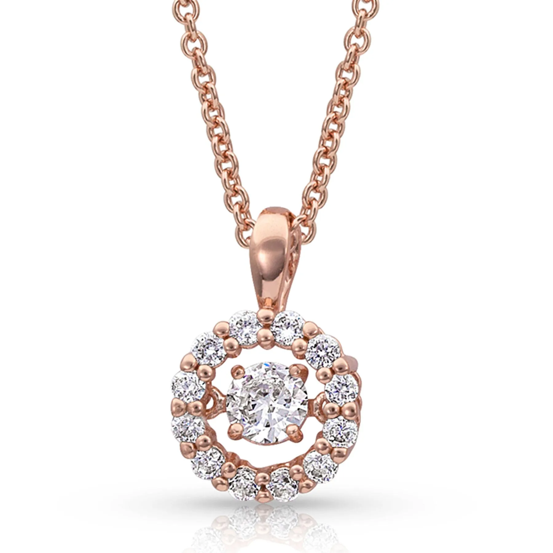 Montana Silver Dancing Rose Gold Halo Circle Necklace