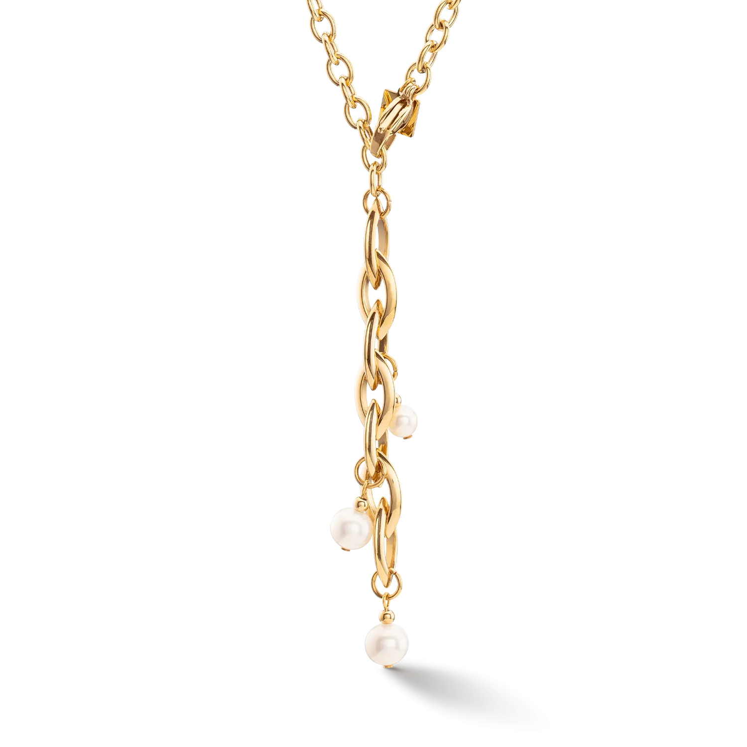 Necklace Y Navette Freshwater Pearls gold