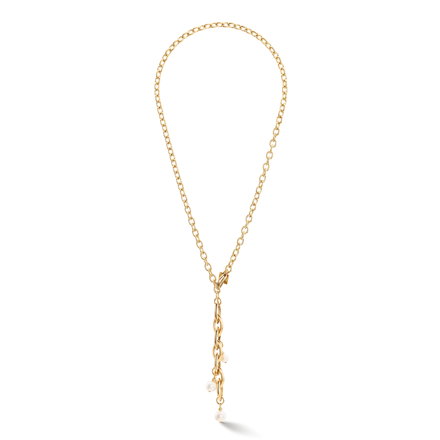 Necklace Y Navette Freshwater Pearls gold