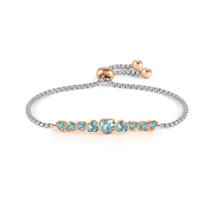 Nomination Milleluci Bracelet, Heart, Light Blue Crystals, Rose PVD, Stainless Steel