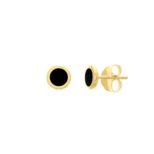 Onyx Enamel Circle Stud Earrings