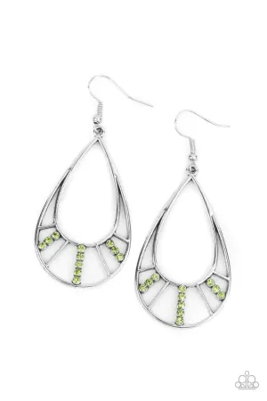 Paparazzi Earring ~ Line Crossing Sparkle - Green