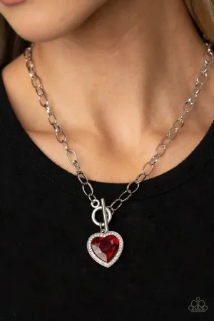 Paparazzi Necklace ~ Check Your Heart Rate - Red