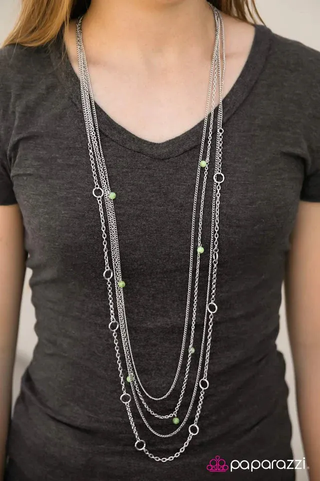 Paparazzi Necklace ~ Do The Locomotion - Green