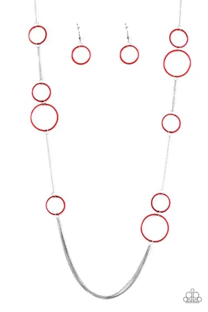 Paparazzi Necklace ~ Hoop and Hoppin - Red