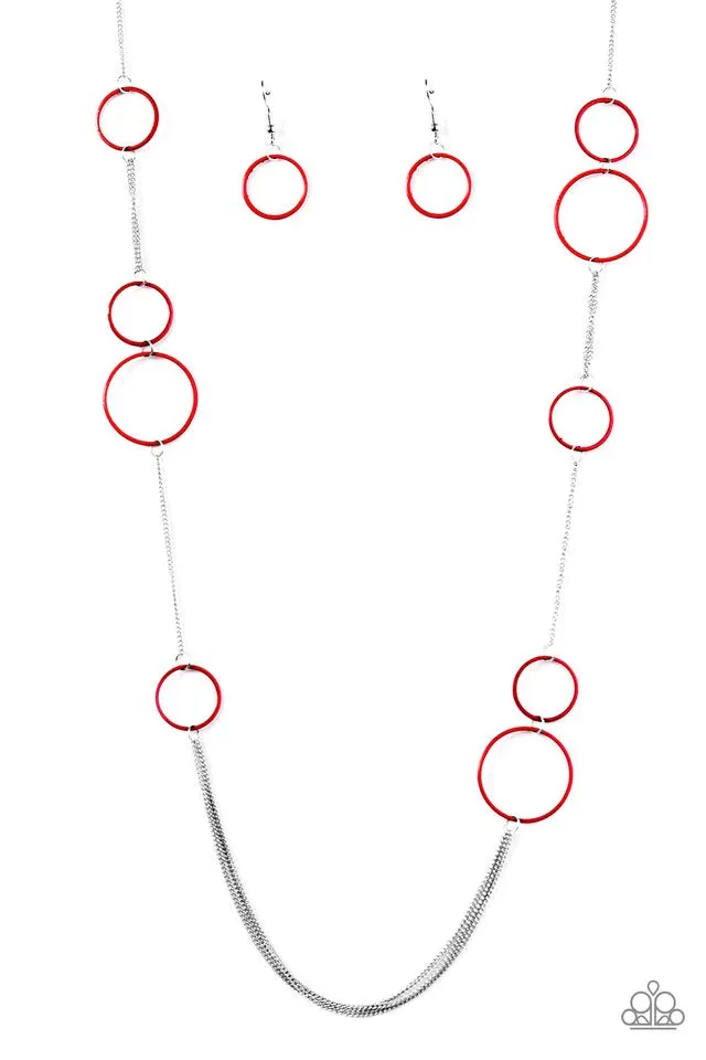 Paparazzi Necklace ~ Hoop and Hoppin - Red