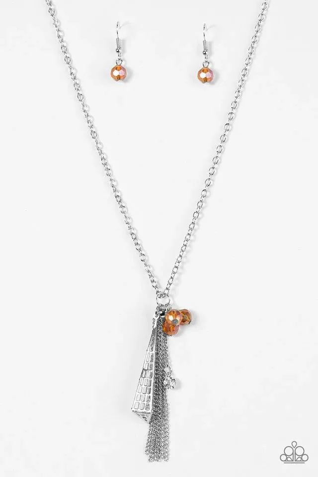 Paparazzi Necklace ~ Passports and Paris - Orange