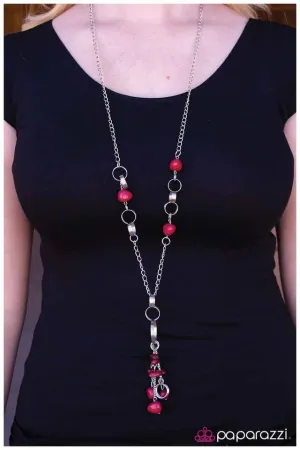 Paparazzi Necklace ~ PIECE of Mind - Red