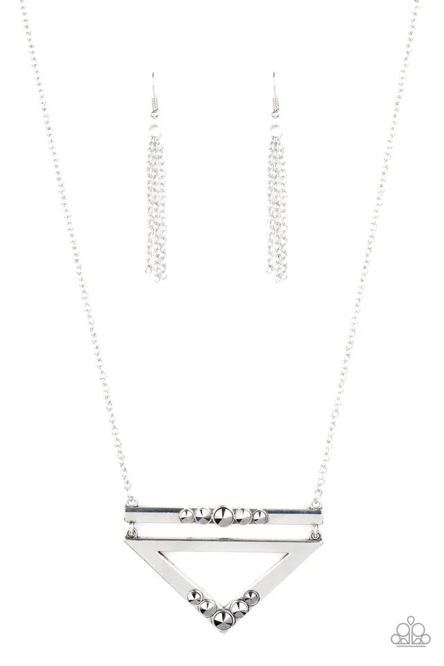 Paparazzi Necklace ~ Triangulated Twinkle - Silver