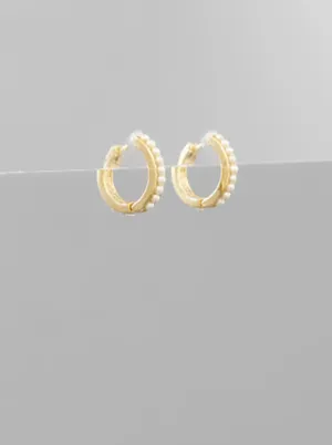 Pearl Pave Huggie Earrings