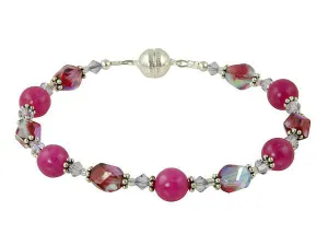 Pink Jade Gemstone Magnetic Beaded Bracelet