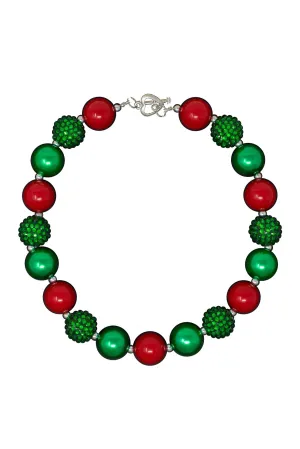 Red & Green Christmas Bubblegum Necklace