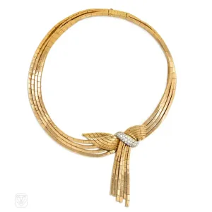 Retro gold necklace with detachable swag brooch, Garrard, London