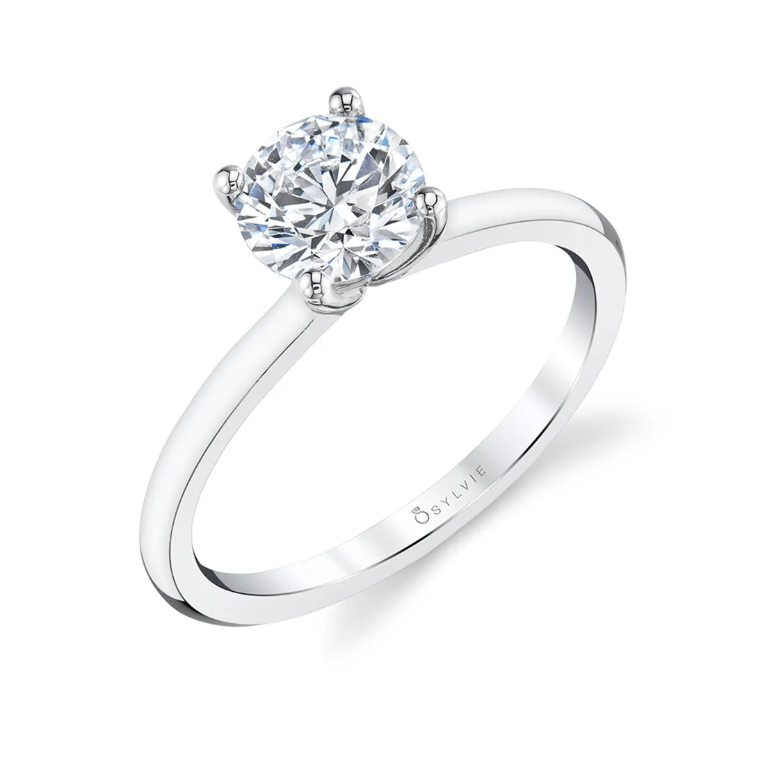 Round Cut Solitaire Engagement Ring - Dominique Platinum White