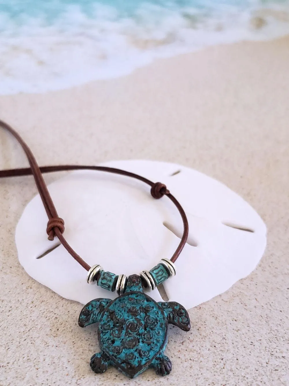 Sea Turtle Necklace- Antique Copper & Leather