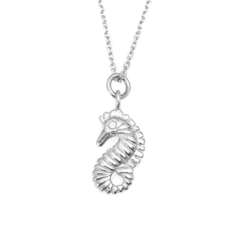 Seahorse Gold & Diamond Dainty Charm Necklaces