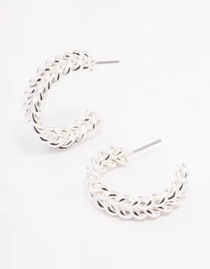 Silver Braided Hoop Earrings