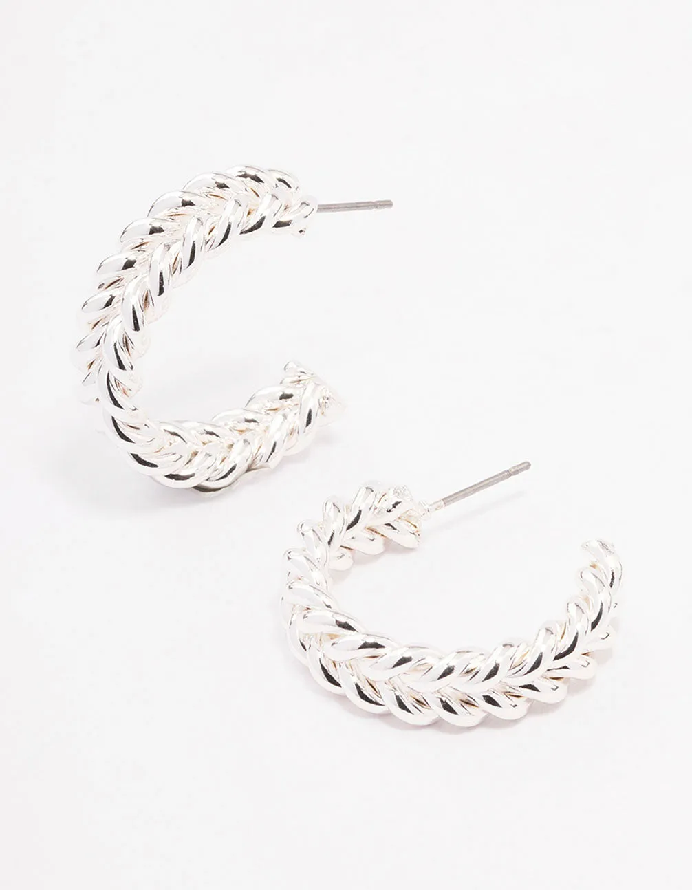 Silver Braided Hoop Earrings