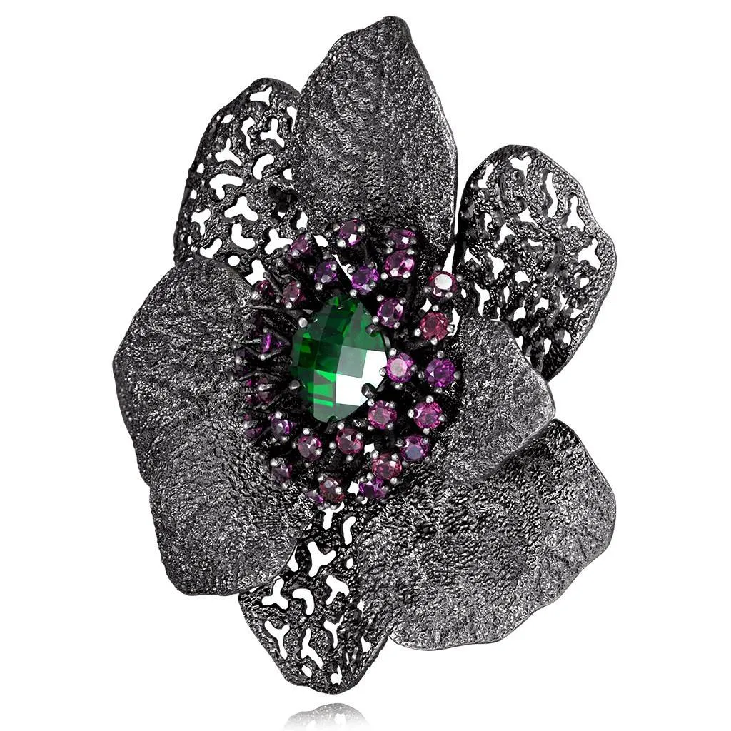 Silver Coronaria Brooch/Pendant with Crystal & Garnet