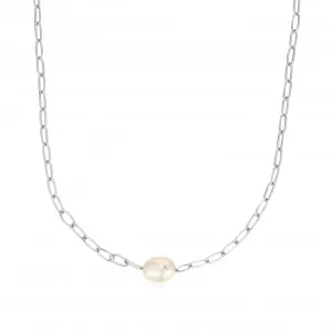 Silver Pearl Sparkle Chunky Chain Necklace N043-05H