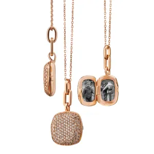 SLIM "RAE" LOCKET NECKLACE WITH COGNAC DIAMONDS