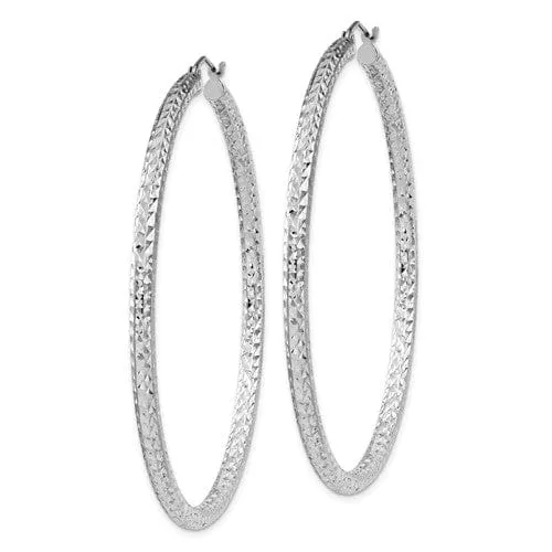 Sterling Silver D.C Hinged Hoop Earring 3mmx60mm