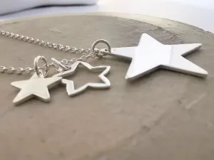 Sterling Silver Star Cluster Charm Necklace